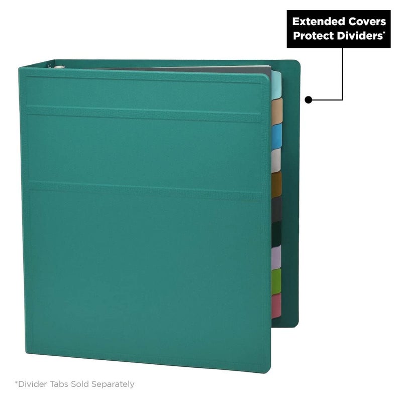 Carstens 3-Inch Heavy Duty 3-Ring Binder - Side Opening, Teal, Durable Plastic, Precision No-Gap Rings, Waterproof Cover, No Pockets, Holds 400 US Letter Sheets, BPA-Free, Made in USA (1710-3R) - Image 3
